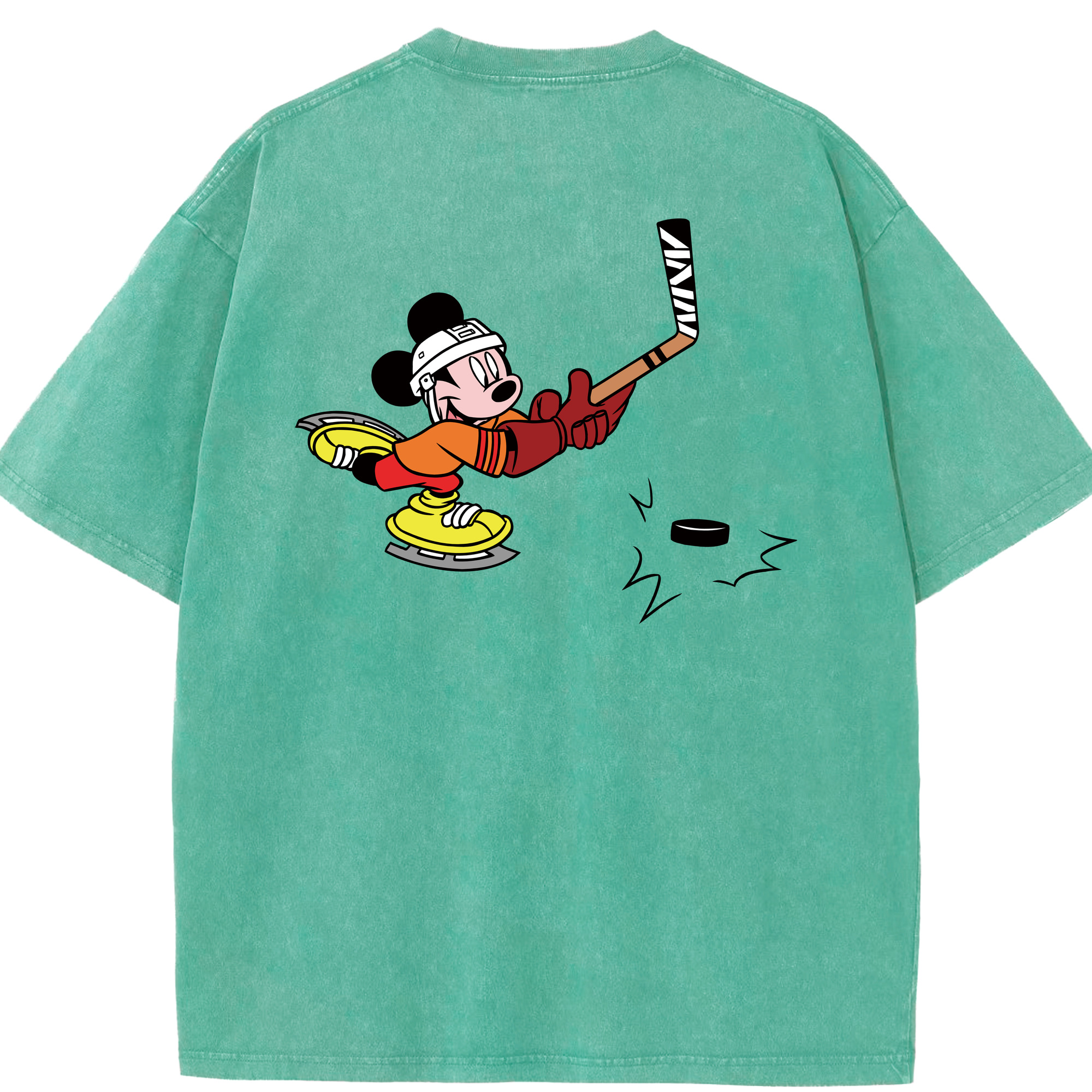 （画像用） ミッキーマウス Mickey Mouse 綿100% ヴィンテージ風 半袖Tシャツ（背面プリント）